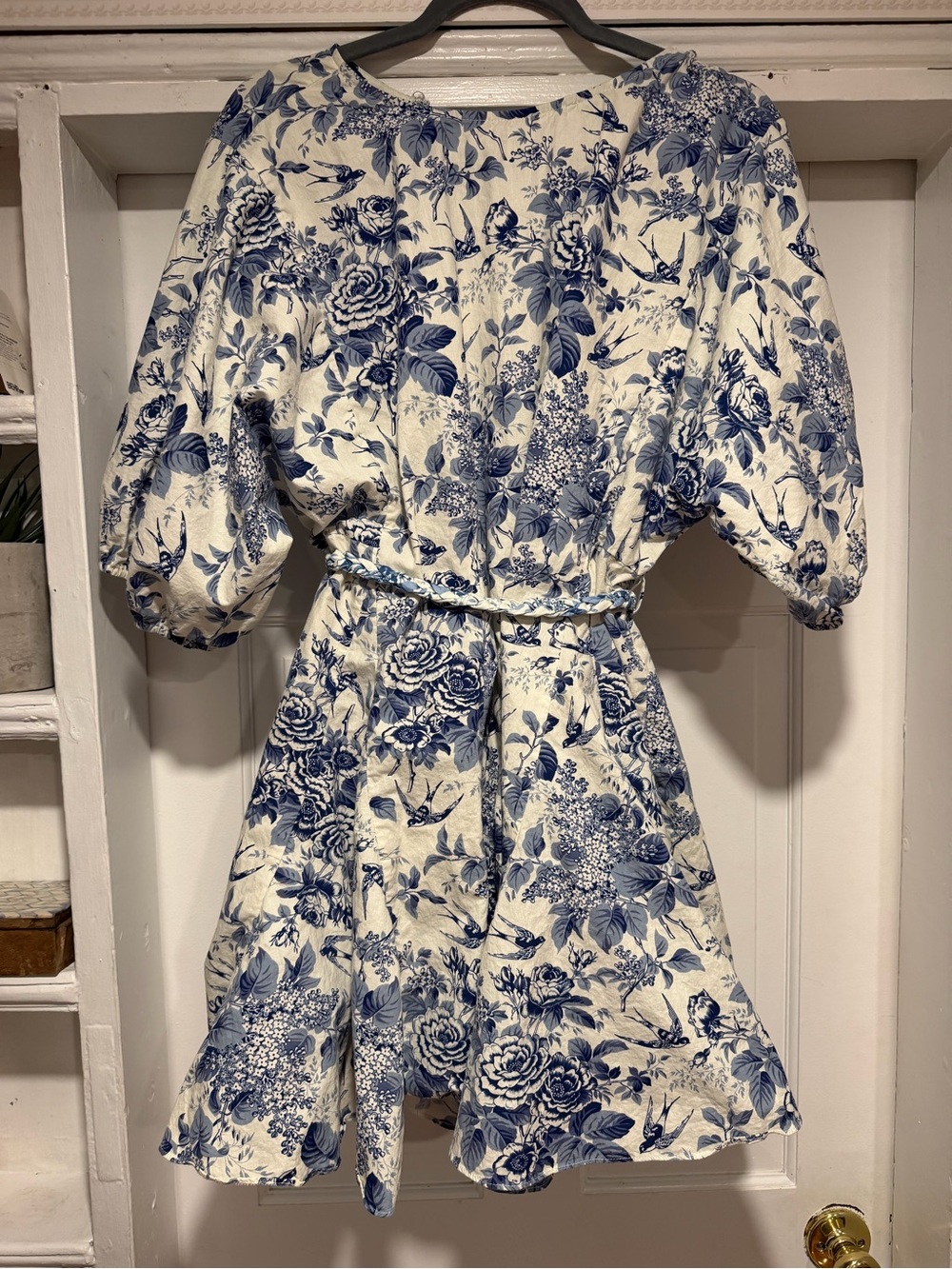 Vici Blue Floral Puff-Sleeve Mini Dress